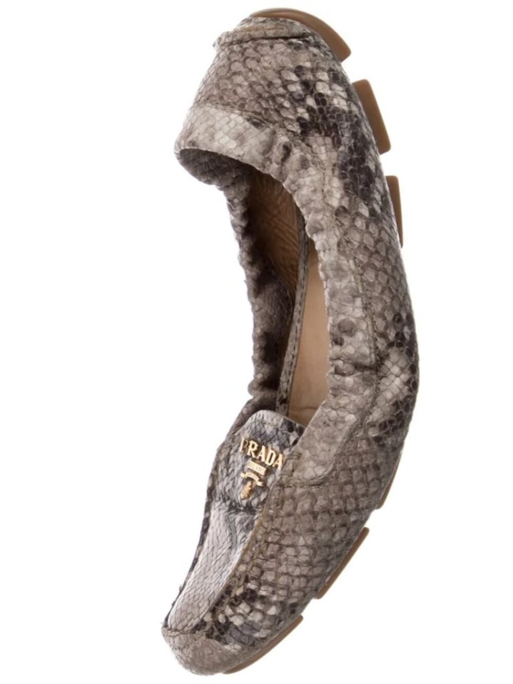 Prada  Embossed Leather Animal Print Ballet Flats  Women's